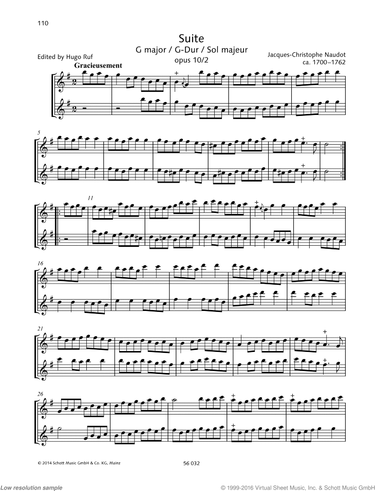 Suite in G major, Op. 10 No. 2 sheet music