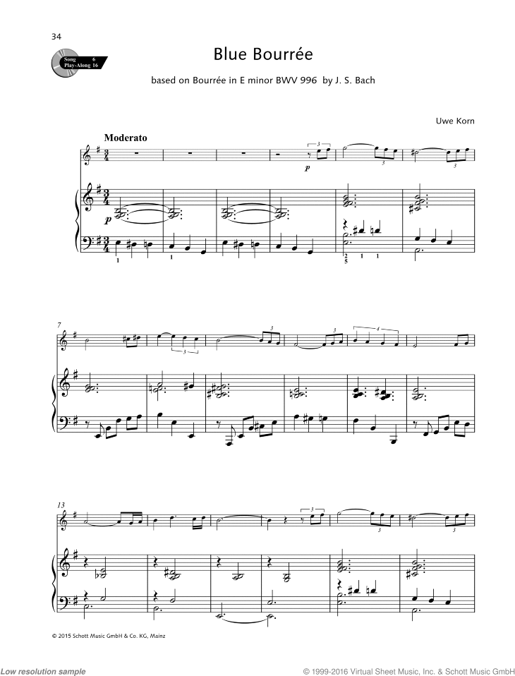 Blue Bourree, based on Bourrée in E minor (BWV 996) by J.S. Bach sheet ...