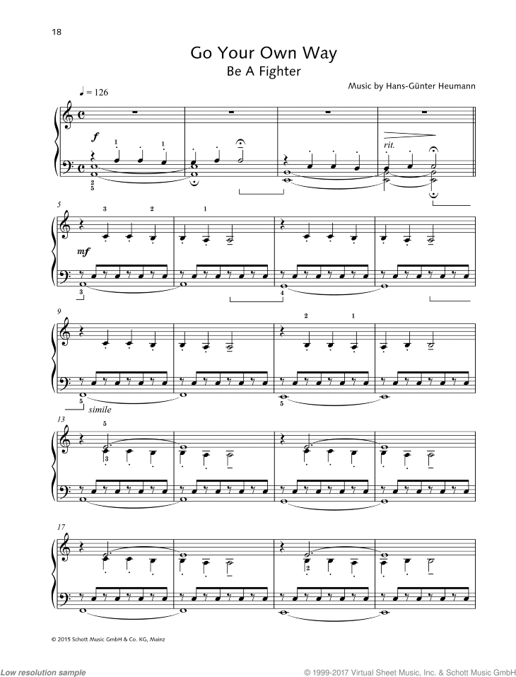 Heumann Go Your Own Way Be A Fighter Sheet Music For Piano Solo