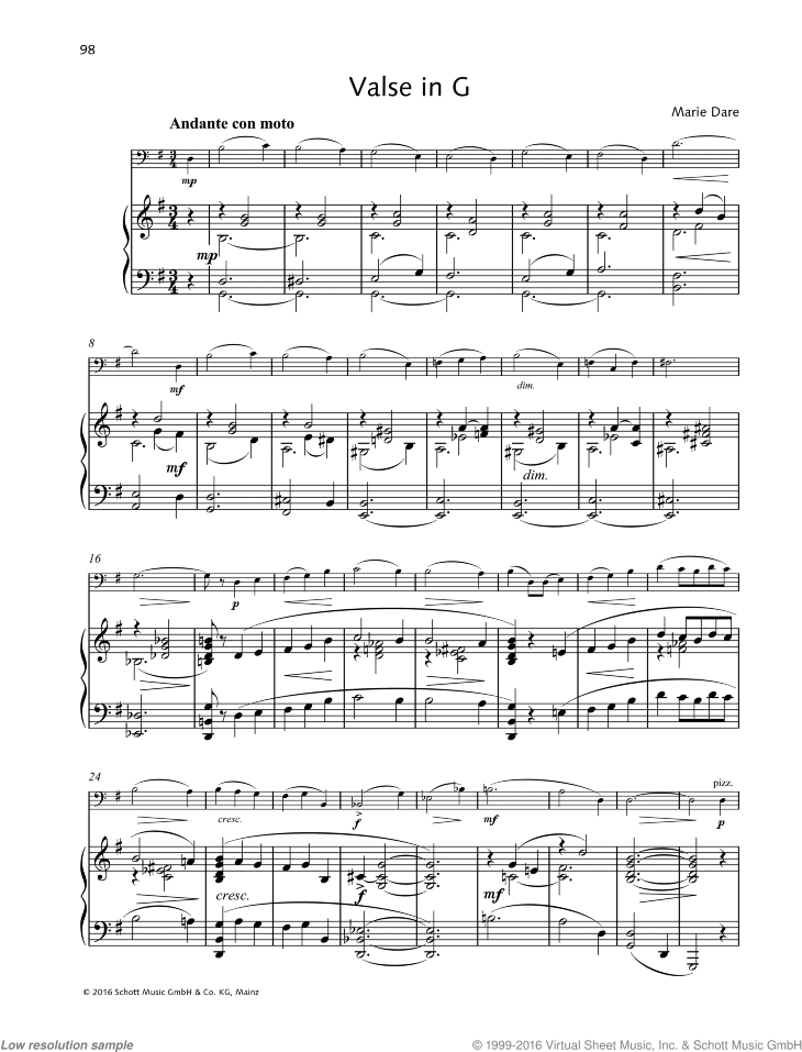 Valse in G sheet music (from "Arietta, 40 Easy Original Pieces") for ...