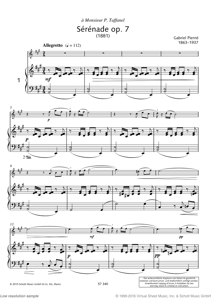 Serenade Op 7 Sheet Music For Flute And Piano