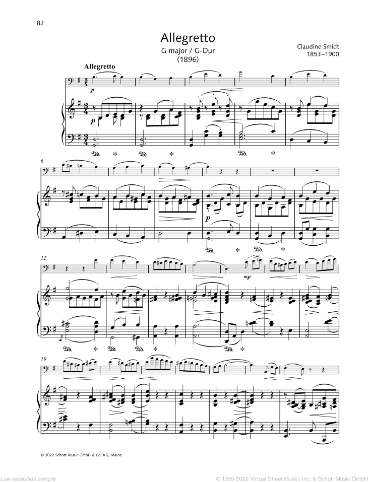 Allegretto sheet music for cello and piano