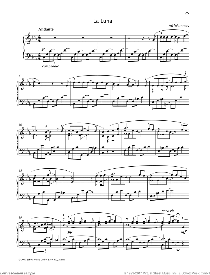 La Luna sheet music for piano solo