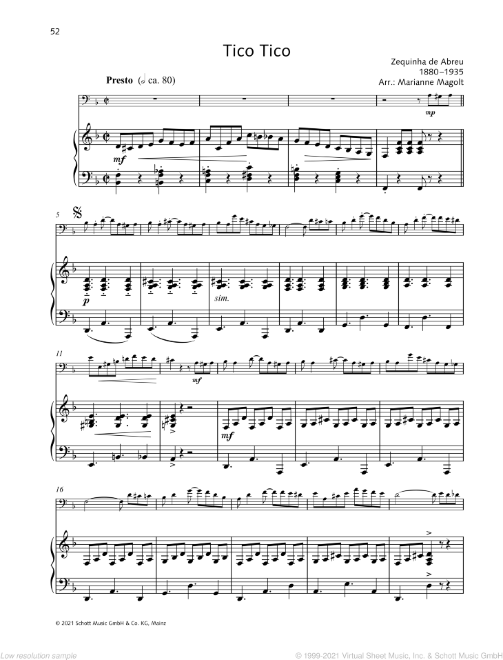 Tico Tico Sheet Music For Cello And Piano