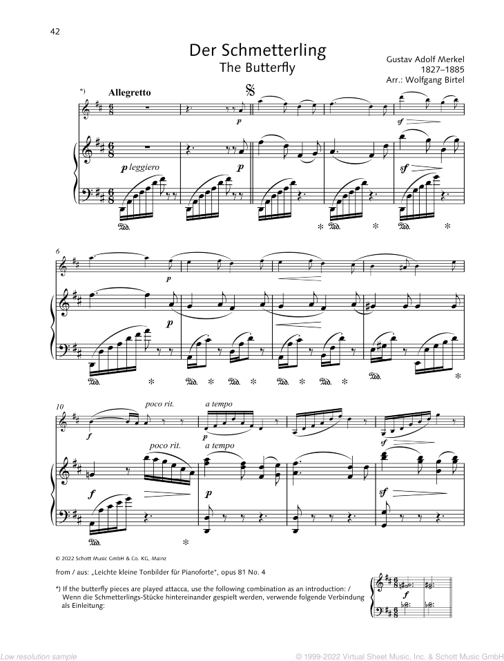 The Butterfly sheet music for violin and piano