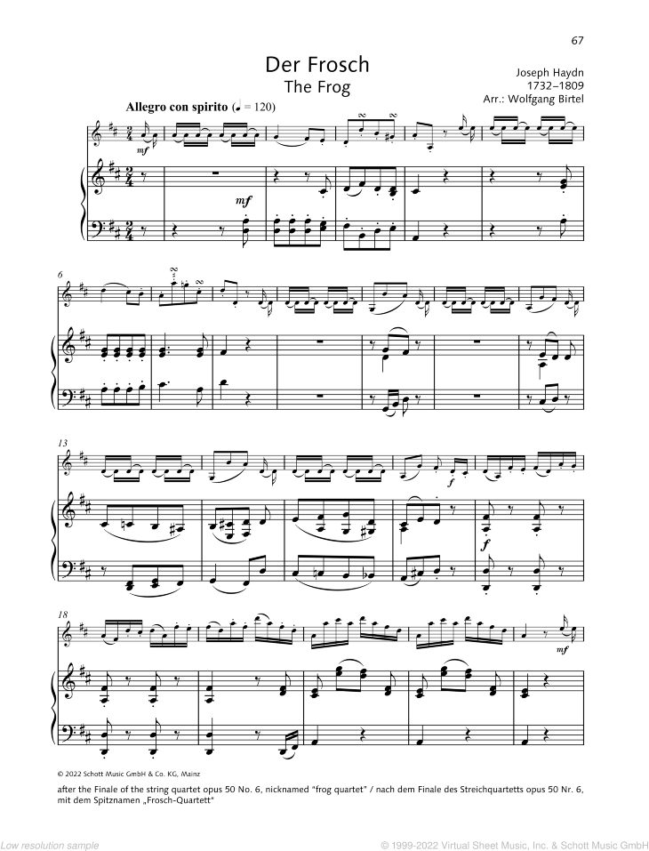 The Frog sheet music for violin and piano