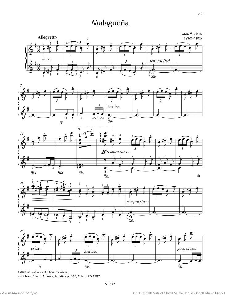 Malaguena, from España, Op. 165 sheet music for piano solo