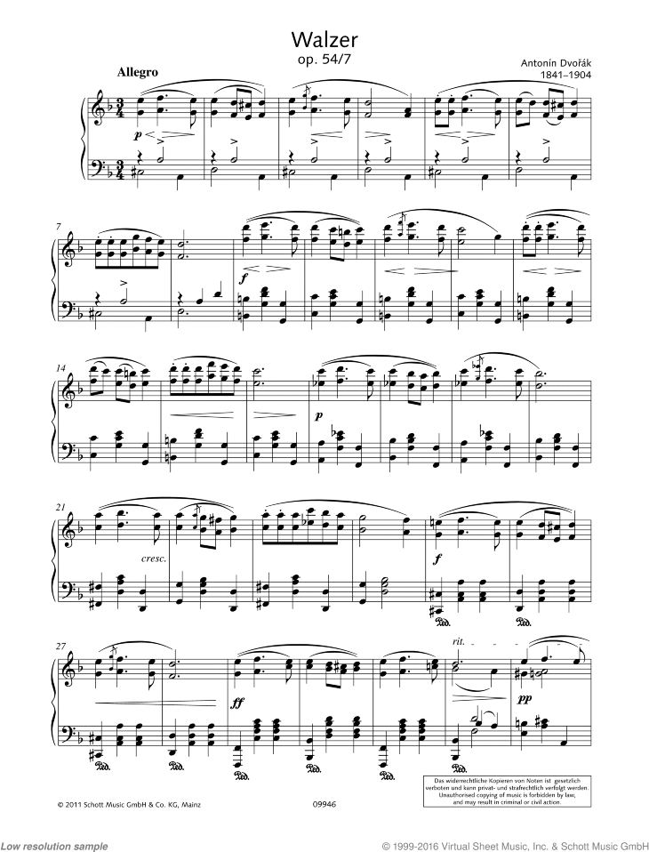 Chopin Waltz in A Minor Sheet Music - Original & Simplified