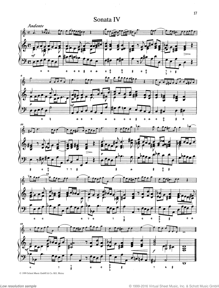 Pepusch: Violin Sonata No. 4, from: 6 Sonate da Camera sheet