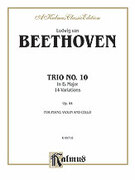 Cover icon of Trio No. 10, in E flat Major, 14 Variations (COMPLETE) sheet music for piano trio by Ludwig van Beethoven, classical score, intermediate skill level