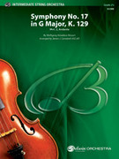 Cover icon of Symphony No. 17 in G Major, K. 129 sheet music for string orchestra (full score) by Wolfgang Amadeus Mozart and Steven J. Campbell, intermediate skill level