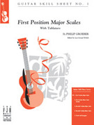 Cover icon of No. 1, First Position Major Scales sheet music for guitar solo by Philip Groeber, easy skill level