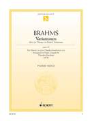 Cover icon of Variations on a theme by Robert Schumann, Op. 23, Original for four hands, revised for two hands sheet music for piano solo by Johannes Brahms, classical score, advanced skill level