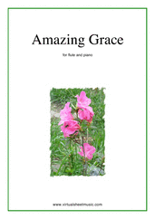 Cover icon of Amazing Grace sheet music for flute and piano, easy skill level