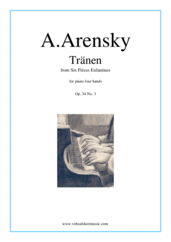 Cover icon of Six Pieces Enfantines Op.34 No.3 - Tranen sheet music for piano four hands by Anton Arensky, classical score, intermediate skill level