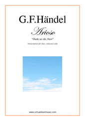 Cover icon of Arioso - Dank sei dir, Herr (score and parts) sheet music for flute, viola and cello by George Frideric Handel, classical wedding score, easy/intermediate skill level