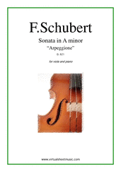 Cover icon of Sonata in A minor "Arpeggione" sheet music for viola and piano by Franz Schubert, classical score, advanced skill level