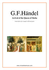 Cover icon of Arrival of the Queen of Sheba sheet music for trumpet and piano by George Frideric Handel, classical wedding score, intermediate skill level