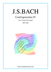 Cover icon of The Art of the Fugue, BWV 1080 - Contrapunctus IV sheet music for piano solo (organ or harpsichord) by Johann Sebastian Bach, classical score, intermediate piano (organ or harpsichord)