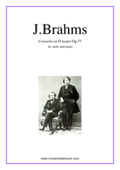 Cover icon of Concerto in D major Op.77 sheet music for violin and piano by Johannes Brahms, classical score, advanced skill level