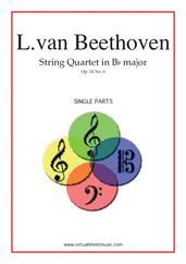 Cover icon of Quartet Op.18 No.6 in Bb major (parts) sheet music for string quartet by Ludwig van Beethoven, classical score, advanced skill level