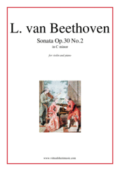 Cover icon of Sonata Op.30 No.2 sheet music for violin and piano by Ludwig van Beethoven, classical score, intermediate skill level