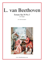 Cover icon of Sonata Op.30 No.3 sheet music for violin and piano by Ludwig van Beethoven, classical score, intermediate skill level