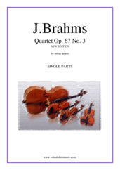 Cover icon of String Quartet Op. 67 No. 3 (parts) sheet music for string quartet by Johannes Brahms, classical score, advanced skill level