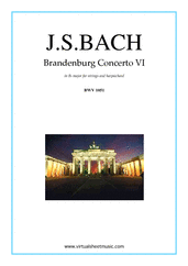 Cover icon of Brandenburg Concerto VI (parts) sheet music for strings and harpsichord by Johann Sebastian Bach, classical score, intermediate orchestra