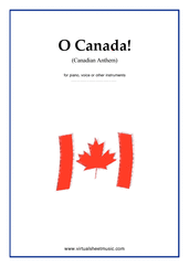 Cover icon of O Canada! (NEW EDITION) sheet music for piano, voice or other instruments by Calixa Lavallee, easy skill level