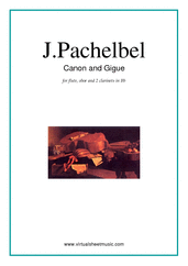 Cover icon of Canon in D and Gigue sheet music for wind quartet (1) by Johann Pachelbel, classical wedding score, intermediate skill level