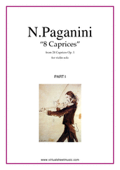 Cover icon of Caprices Op.1, part I sheet music for violin solo by Nicolo Paganini, classical score, advanced skill level