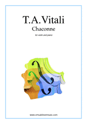 Cover icon of Chaconne sheet music for violin and piano by Tommaso Antonio Vitali, classical score, intermediate skill level