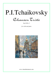 Cover icon of Chanson Triste Op. 40 No. 2 sheet music for violin and piano by Pyotr Ilyich Tchaikovsky, classical score, easy skill level