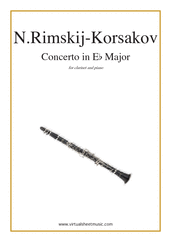 Cover icon of Concerto in Eb major sheet music for clarinet and piano by Nikolai Rimsky-Korsakov, classical score, intermediate/advanced skill level