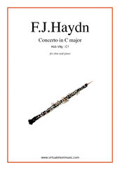 Cover icon of Concerto in C major sheet music for oboe and piano by Franz Joseph Haydn, classical score, intermediate/advanced skill level