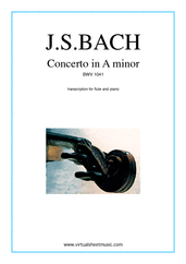 Cover icon of Concerto in A minor sheet music for flute and piano by Johann Sebastian Bach, classical score, intermediate skill level