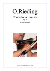 Cover icon of Concerto in E minor Op.7 sheet music for violin and piano by Oskar Rieding, classical score, intermediate skill level