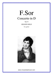 Cover icon of Concerto in D, Op.14 sheet music for guitar solo by Fernando Sor, classical score, intermediate/advanced skill level