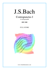 Cover icon of The Art of the Fugue, BWV 1080 - Contrapunctus I (f.score) sheet music for string quartet by Johann Sebastian Bach, classical score, intermediate skill level