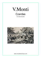 Cover icon of Czardas, easy gypsy airs sheet music for viola and piano by Vittorio Monti, classical score, intermediate/advanced skill level