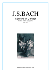 Cover icon of Concerto in D minor BWV 1043 (Double Concerto) sheet music for two violins and piano by Johann Sebastian Bach, classical score, intermediate skill level
