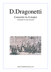 Cover icon of Concerto in A major sheet music for violin and piano by Domenico Dragonetti, classical score, advanced skill level