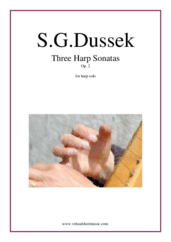 Cover icon of Three Harp Sonatas Op. 2 sheet music for harp solo by Sophia Giustina Dussek, classical score, intermediate skill level
