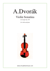 Cover icon of Sonatina in G major Op.100 sheet music for violin and piano by Antonin Dvorak, classical score, intermediate skill level