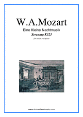 Cover icon of Eine Kleine Nachtmusik sheet music for violin and piano by Wolfgang Amadeus Mozart, classical score, intermediate/advanced skill level