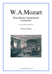 Cover icon of Eine Kleine Nachtmusik (parts) sheet music for wind quintet (4 clarinets and bassoon) by Wolfgang Amadeus Mozart, classical score, advanced skill level