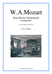 Cover icon of Eine Kleine Nachtmusik (COMPLETE) sheet music for wind quintet (4 clarinets and bassoon) by Wolfgang Amadeus Mozart, classical score, advanced skill level