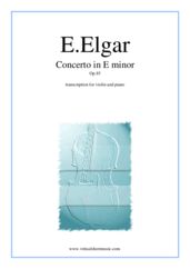 Cover icon of Concerto in E minor Op.85 sheet music for violin and piano by Edward Elgar, classical score, advanced skill level