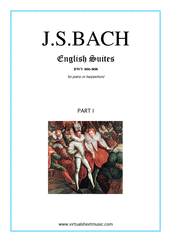 Cover icon of English Suites, part I sheet music for piano solo (or harpsichord) by Johann Sebastian Bach, classical score, intermediate piano (or harpsichord)